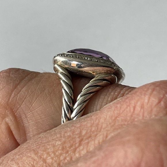 David Yurman 11mm Black Orchid & Diamond Albion Ring - Size 5 1/4 - Picture 9 of 10